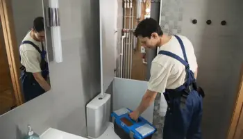 guy working on a bathroom remodeling project